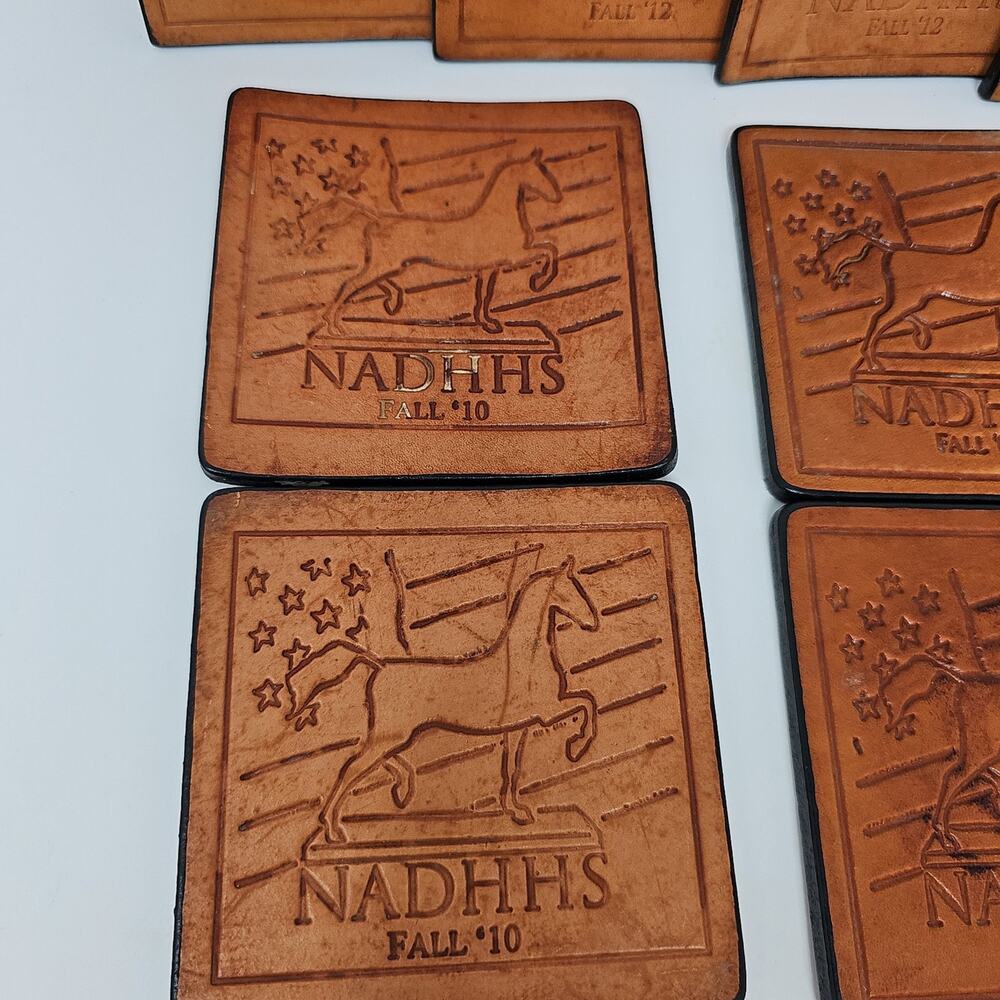 Leather Coasters Set Horse Equestrian Vintage Rustic Decor Barware Unique NADHH - Picture 2 of 5